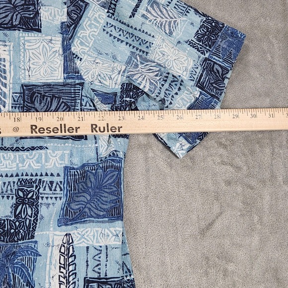 Reyn Spooner Shirt Mens Large Blue Hawaiian Aloha Button Front Hawaii Print - Picture 10 of 12